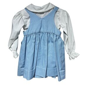 Vintage Handmade 1980’s Pleated Pale Blue Dress Polka Dot Size 4